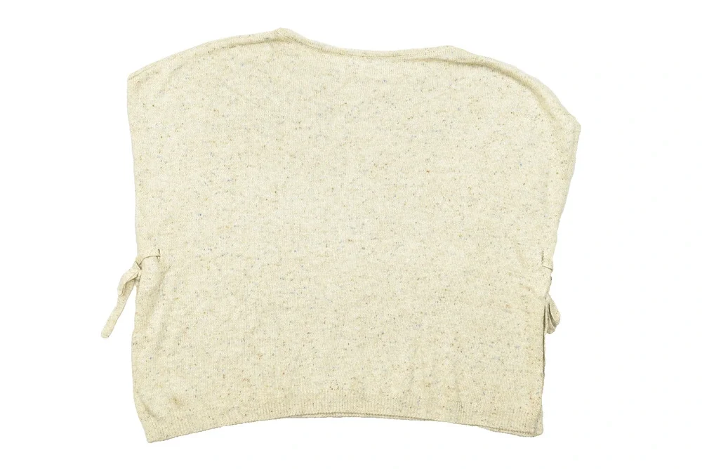 LOFT Women XS/S Beige Flecked Knit Tie Side Short Sleeve Sweater Poncho